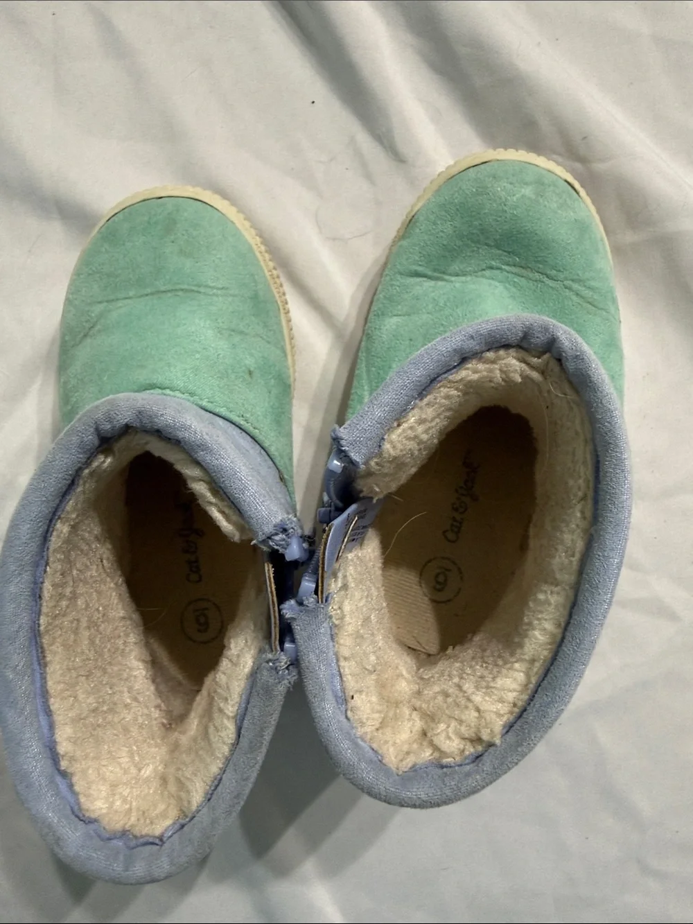 Cat & Jack Kids Colorblock Faux-Fur Booties - Mint, Light Blue & Pink